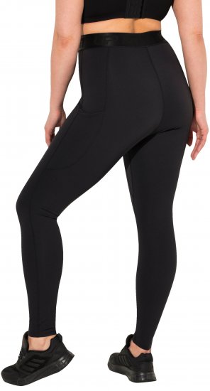 Ulla Popken Lightfit Quick Drying Leggings Black - Kavbojke & Hlače v Velikih Številkah – Plus Size - 