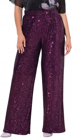 Ulla Popken Wide Leg Sequined Pants Mulberry - Kavbojke & Hlače v Velikih Številkah – Plus Size - 