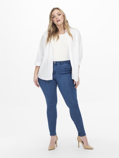 Only Carmakoma Thunder Life Skinny Fit Jeans Blue Denim - Kavbojke & Hlače v Velikih Številkah – Plus Size - 