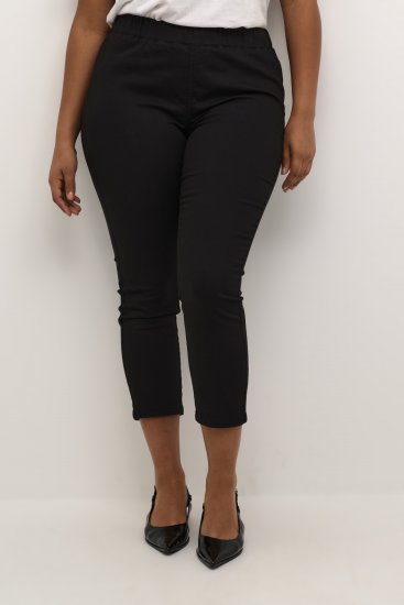 Kaffe Curve Ana Krajšane Twill Jeggings Globoko črna - Kavbojke & Hlače v Velikih Številkah – Plus Size - 