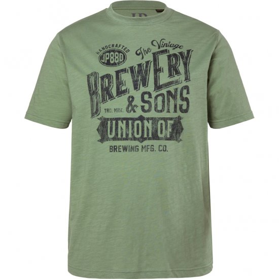 JP1880 T-Shirt Short Sleeve Chest Print Eucalyptus Green - Kratke Majice - Moške kratke majice za močnejše postave