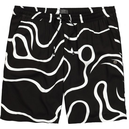 JP1880 Bermuda Shorts Soft Viscose All-over Print Black - Kratke hlače - Moške Kratke Hlače za Močnejše Postave
