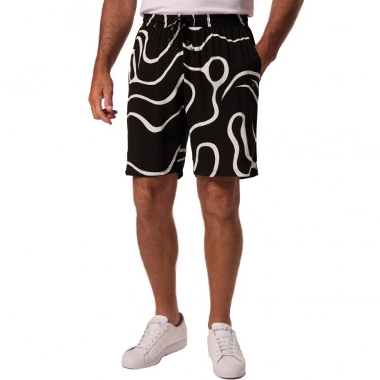 JP1880 Bermuda Shorts Soft Viscose All-over Print Black - Kratke hlače - Moške Kratke Hlače za Močnejše Postave