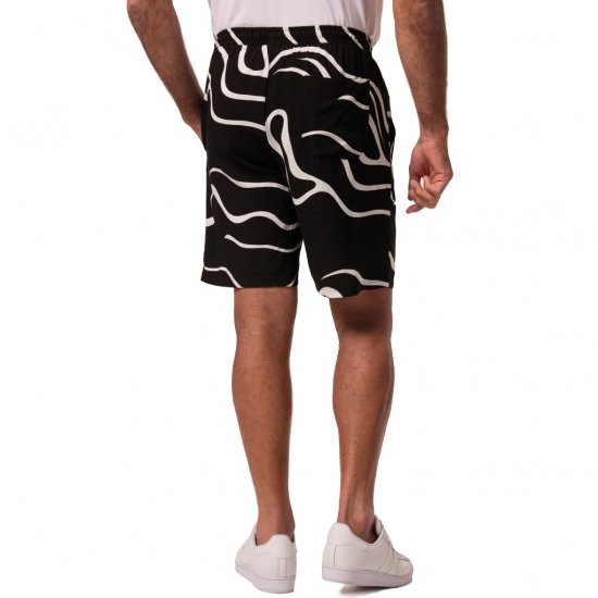 JP1880 Bermuda Shorts Soft Viscose All-over Print Black - Kratke hlače - Moške Kratke Hlače za Močnejše Postave