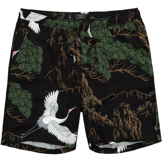 JP1880 Bermuda Shorts All-over Print Black - Kratke hlače - Moške Kratke Hlače za Močnejše Postave