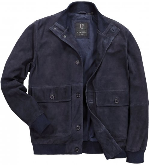 JP1880 Soft Goatskin Suede Leather Jacket Navy - Usnjene jakne - Usnjene jakne v velikih velikostih
