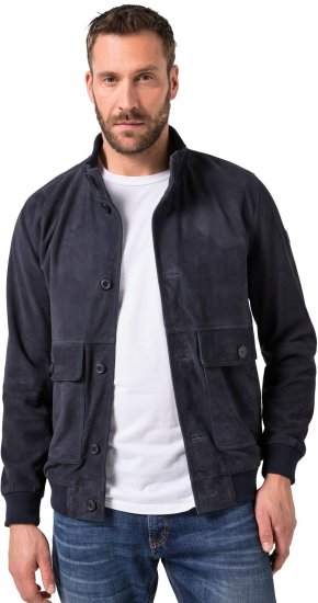 JP1880 Soft Goatskin Suede Leather Jacket Navy - Usnjene jakne - Usnjene jakne v velikih velikostih