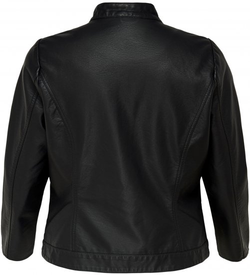 Only Carmakoma Robber Leather Jacket Black - Usnjene jakne - 
