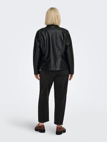 Only Carmakoma Robber Leather Jacket Black - Usnjene jakne - 