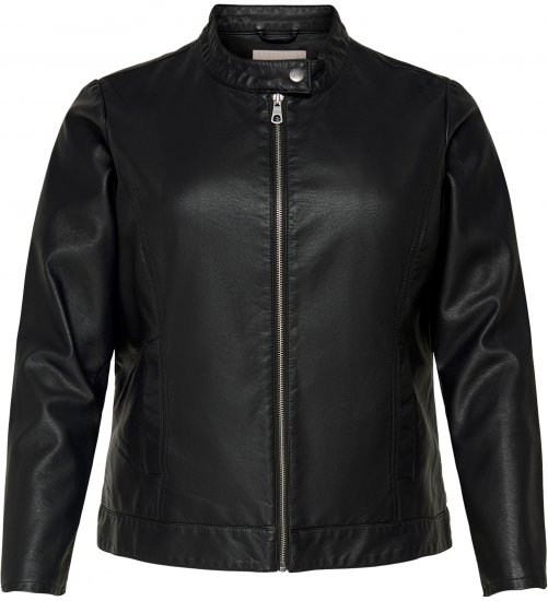 Only Carmakoma Robber Leather Jacket Black - Usnjene jakne - 