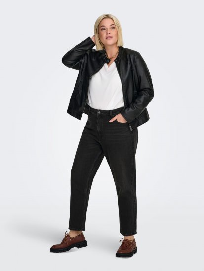 Only Carmakoma Robber Leather Jacket Black - Usnjene jakne - 