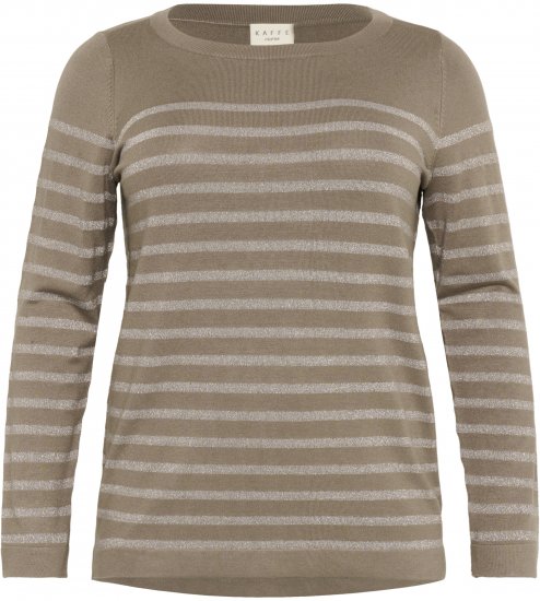 Kaffe Curve Linia Boatneck Pullover Morel Melange with Silver Lurex - Pleten puloverji - 