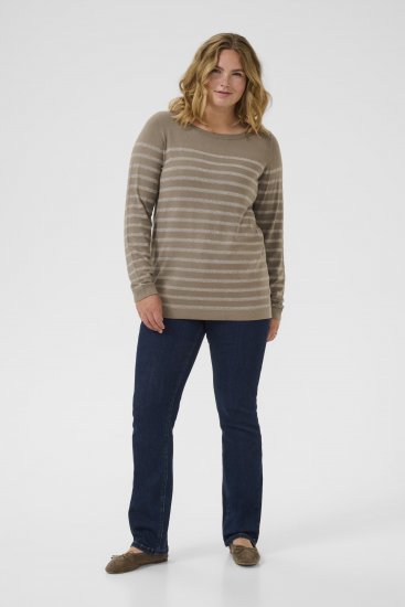 Kaffe Curve Linia Boatneck Pullover Morel Melange with Silver Lurex - Pleten puloverji - 