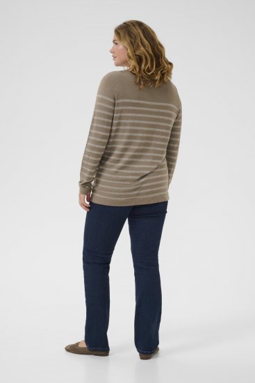 Kaffe Curve Linia Boatneck Pullover Morel Melange with Silver Lurex - Pleten puloverji - 