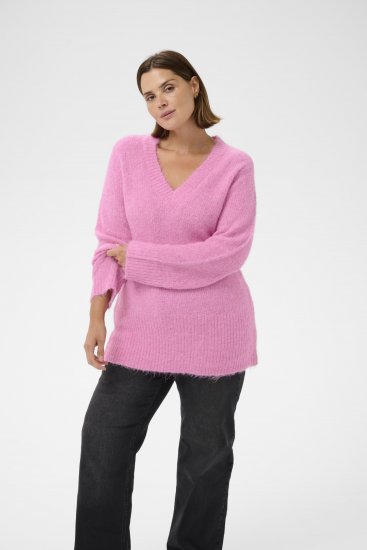 Kaffe Curve Emilia Pullover Pink Power Melange - Kaffe Curve - 