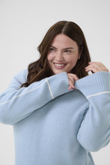 Kaffe Curve Jina Knit Pullover Powder Blue Melange - Pleten puloverji - 