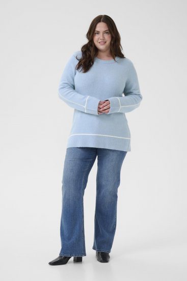 Kaffe Curve Jina Knit Pullover Powder Blue Melange - Pleten puloverji - 