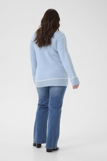 Kaffe Curve Jina Knit Pullover Powder Blue Melange - Pleten puloverji - 