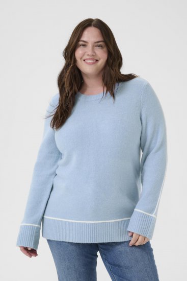 Kaffe Curve Jina Knit Pullover Powder Blue Melange - Pleten puloverji - 