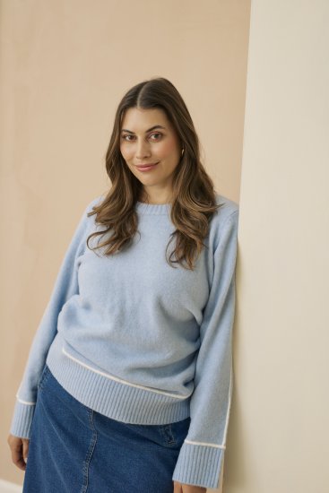 Kaffe Curve Jina Knit Pullover Powder Blue Melange - Pleten puloverji - 