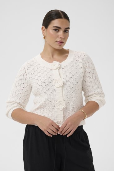 Kaffe Curve Kathrina Pullover White - Pleten puloverji - 