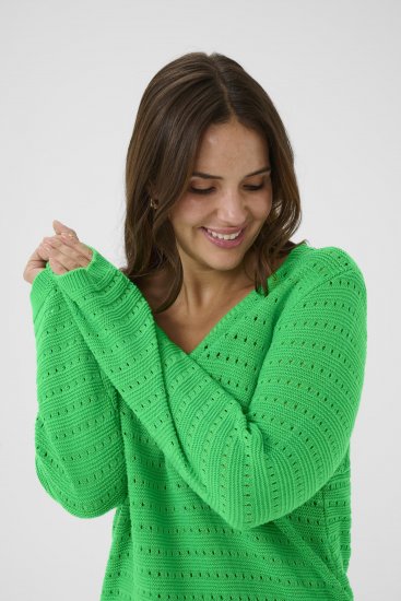 Kaffe Curve Metty Pullover Bright Green - Pleten puloverji - 