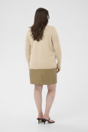 Kaffe Curve Lizzy Long Sleeve Pullover Feather Grey Melange - Pleten puloverji - 