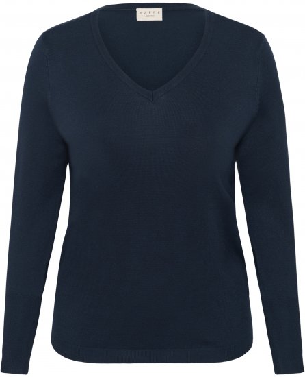 Kaffe Curve Lizzy Long Sleeve Pullover Midnight Marine - Pleten puloverji - 