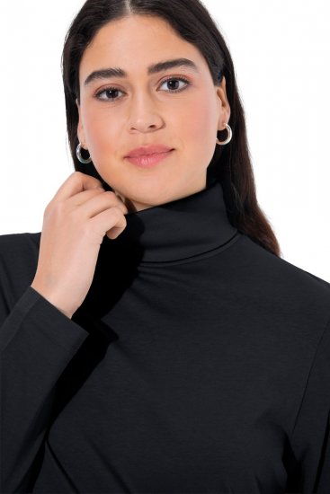 Ulla Popken Basic Long Sleeve Slim Fit Turtleneck Black - Puloverji & jopice - Udobni puloverji in pletenine