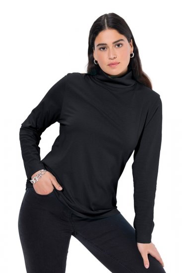 Ulla Popken Basic Long Sleeve Slim Fit Turtleneck Black - Puloverji & jopice - Udobni puloverji in pletenine