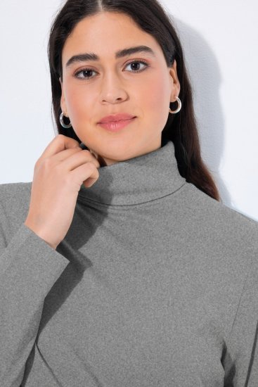 Ulla Popken Basic Long Sleeve Slim Fit Turtleneck Light Grey Melange - Puloverji & jopice - Udobni puloverji in pletenine