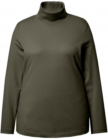 Ulla Popken Basic Long Sleeve Slim Fit Turtleneck Olive - Puloverji & jopice - 