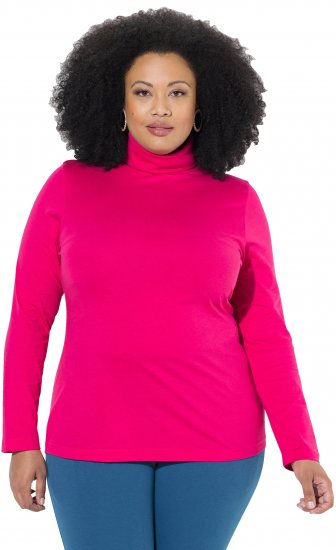 Ulla Popken Basic Long Sleeve Slim Fit Turtleneck Red Pink - Puloverji & jopice - 