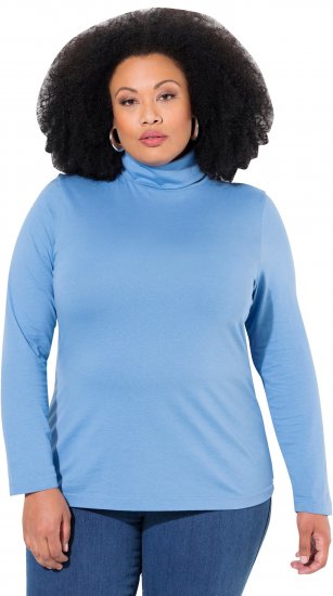 Ulla Popken Basic Long Sleeve Slim Fit Turtleneck Light Cornflower - Puloverji & jopice - 