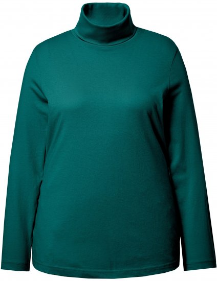 Ulla Popken Basic Long Sleeve Slim Fit Turtleneck Teal Green - Puloverji & jopice - 