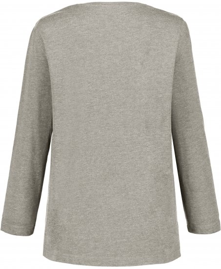 Ulla Popken Back To Basics V-Neck Relaxed Fit Cotton Tee Light Grey Melange - Majice - 