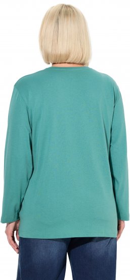 Ulla Popken Back To Basics V-Neck Relaxed Fit Cotton Tee Green - Majice - 