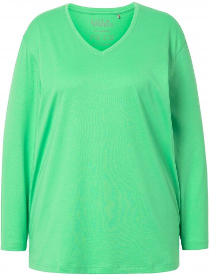 Ulla Popken Back To Basics V-Neck Relaxed Fit Cotton Tee Mint Green - Majice - 