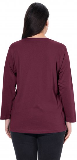 Ulla Popken Back To Basics V-Neck Relaxed Fit Cotton Tee Dark Berry - Majice - 