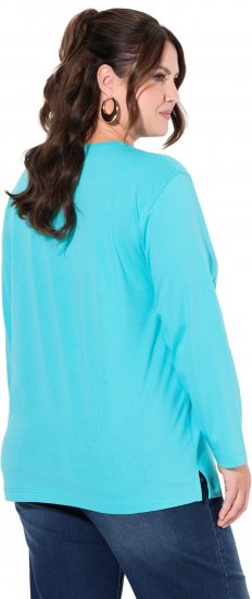 Ulla Popken Back To Basics V-Neck Relaxed Fit Cotton Tee Deep Aqua - Majice - 