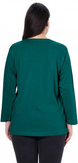 Ulla Popken Back To Basics V-Neck Relaxed Fit Cotton Tee Teal Green - Majice - 