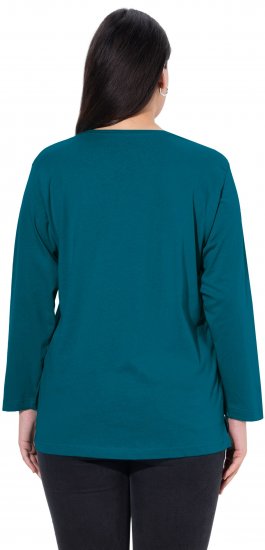 Ulla Popken Back To Basics V-Neck Relaxed Fit Cotton Tee Cerulean - Majice - 