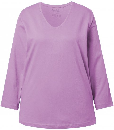 Ulla Popken Back To Basics V-Neck Relaxed Fit Cotton Tee Lavender - Majice - 