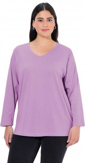 Ulla Popken Back To Basics V-Neck Relaxed Fit Cotton Tee Lavender - Majice - 