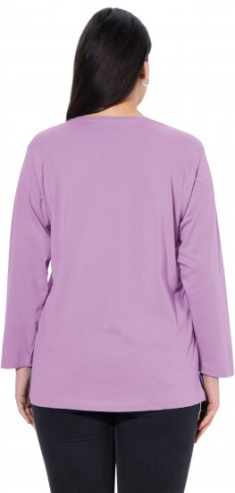 Ulla Popken Back To Basics V-Neck Relaxed Fit Cotton Tee Lavender - Majice - 