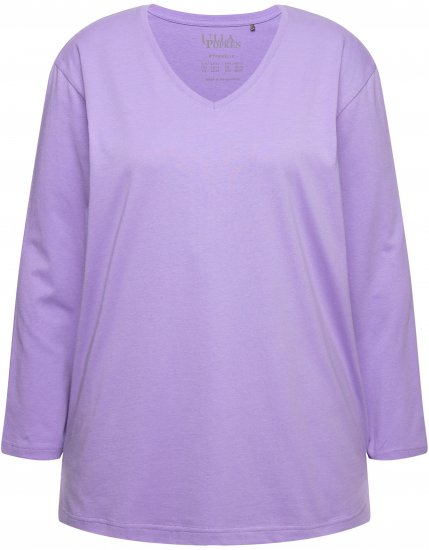 Ulla Popken Back To Basics V-Neck Relaxed Fit Cotton Tee Pale Lilac - Majice - 