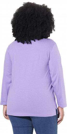Ulla Popken Back To Basics V-Neck Relaxed Fit Cotton Tee Pale Lilac - Majice - 