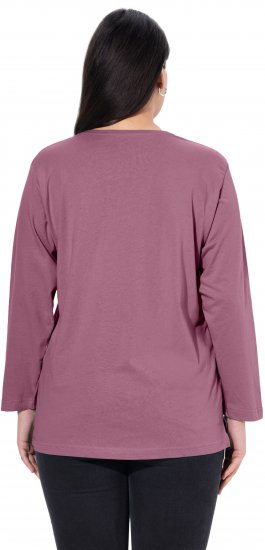 Ulla Popken Back To Basics V-Neck Relaxed Fit Cotton Tee Dark Rose - Majice - 