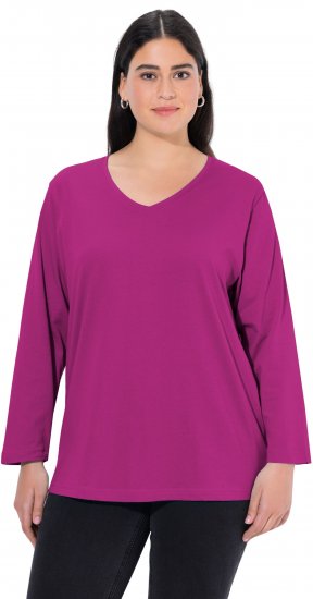 Ulla Popken Back To Basics V-Neck Relaxed Fit Cotton Tee Berry - Majice - 