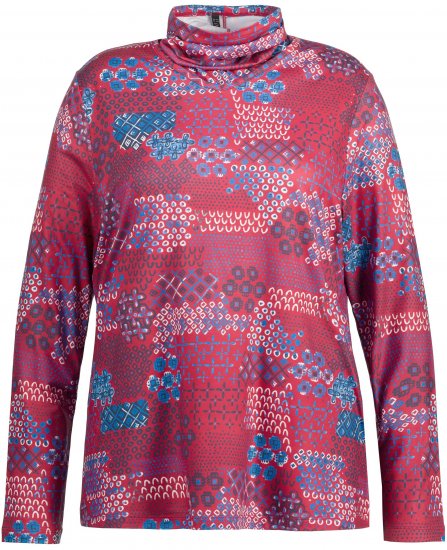 Ulla Popken Graphic Print Recycled Polyester Quick Dry Stretch Top Salsa Red - Natisnjene majice za ženske - 